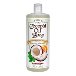 NutriBiotic Pure Coconut Oil Soap, Peppermint  Bergamot 32 oz.