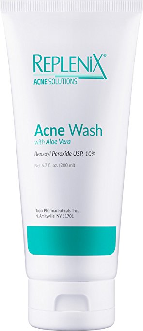Replenix Benzoyl Peroxide Acne Wash 10% with Aloe Vera 6.7 oz